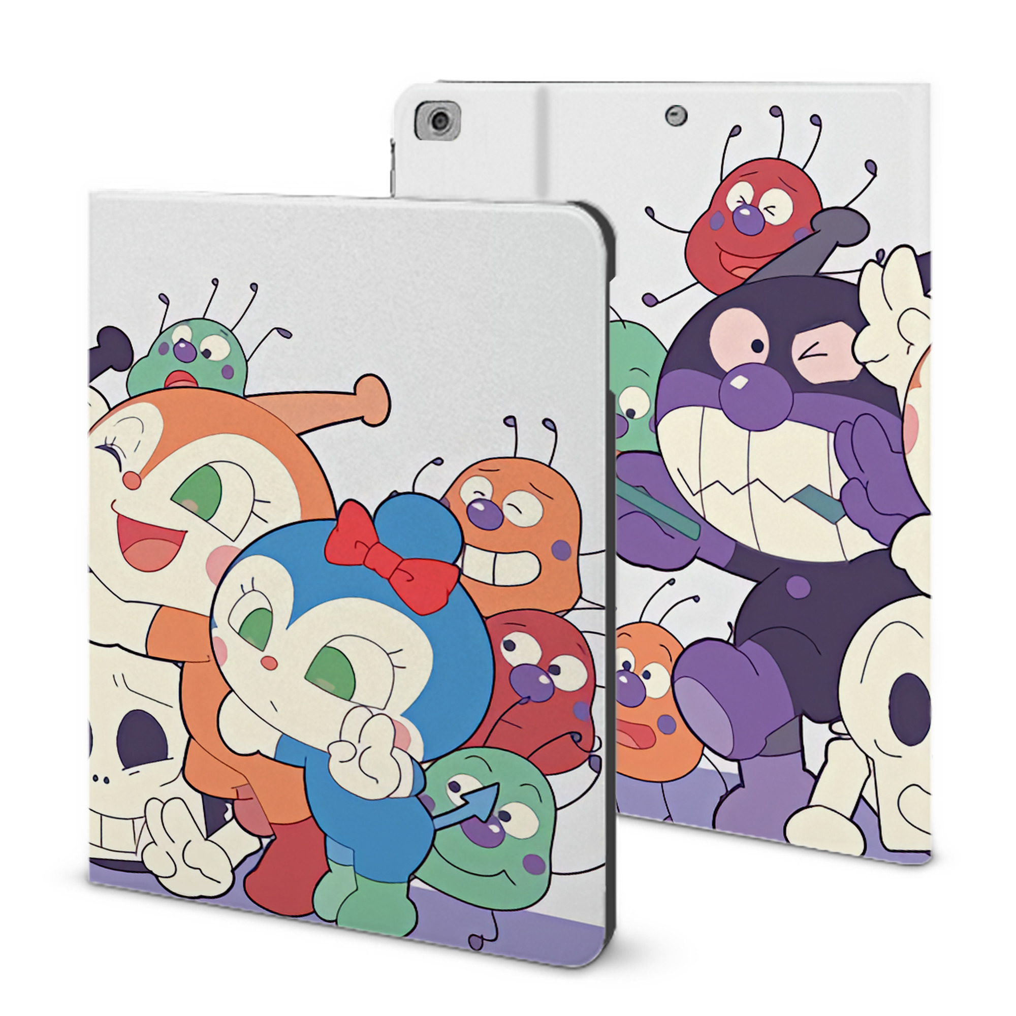 （画像用） アンパンマン Anpanman IPad ケース ブック型 PUレザー TPU 耐衝撃 軽量 薄型 ペン収納なし 全面保護 IPad 各モデル対応